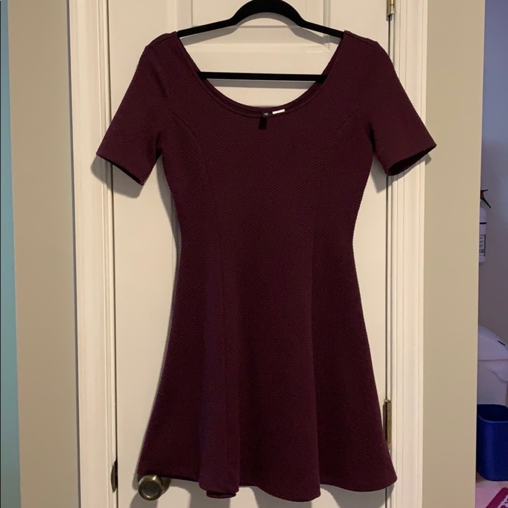 H&M Burgundy Wine Skater Dress (Textured)